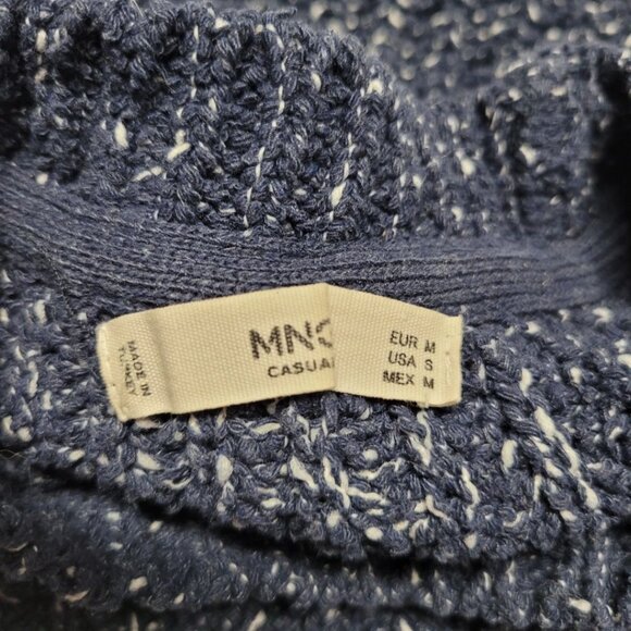 MNG Casuals Sweater Blue Knit Cropped Long Sleeve Thick Warm Winter Womens Small - Picture 5 of 8